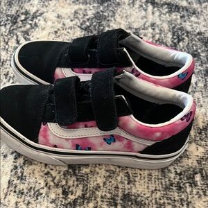 Vans Kids' Black and Pink Butterfly Sneakers